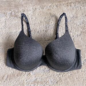 Victoria’s Secret Extreme Lift Push Up Gray Bra Logo Straps Lingerie: 38C